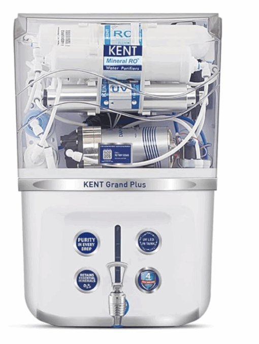 KENT Grand Plus RO Water Purifier | 4 Years Free Service | ISI Marked | Multiple Purification Process | RO + UV + UF + TDS Control + UV LED Tank | 9L Tank | 20 LPH Flow | Zero Water Wastage